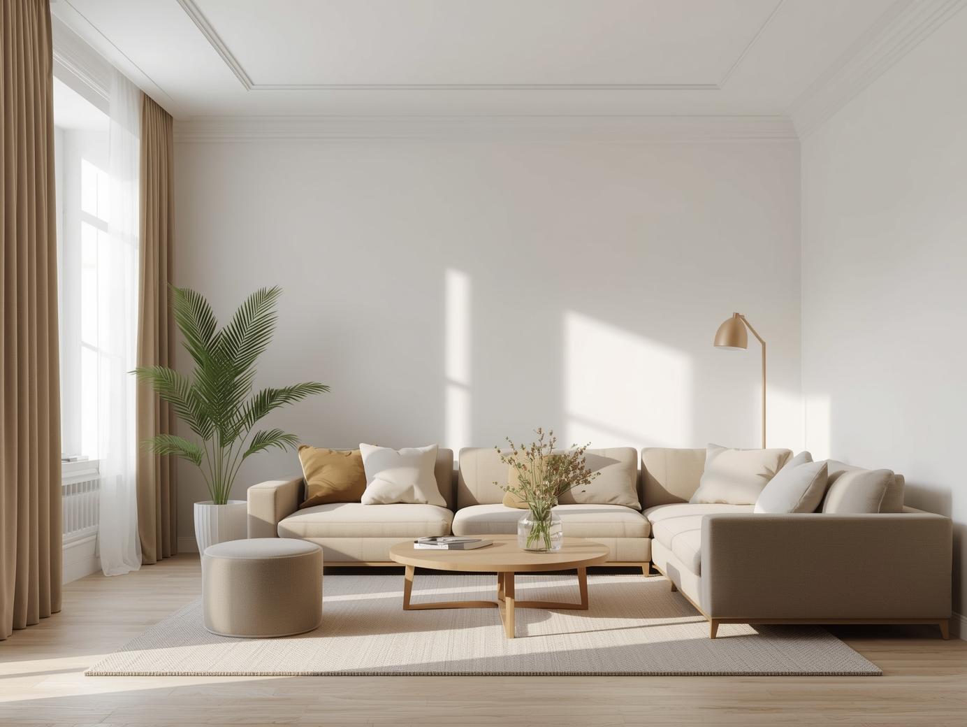 Opgeruimde minimalistische woonkamer